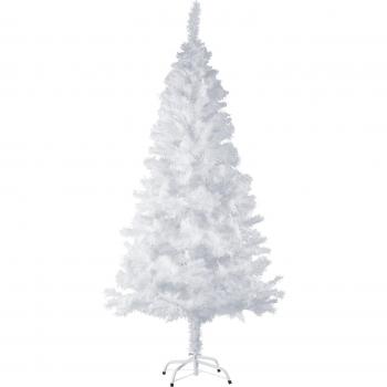 Tectake - Árbol de Navidad artificial blanco con soporte metálico, follaje denso, ramas moldeables y flexibles, larga durabilidad gracias a materiales de calidad
