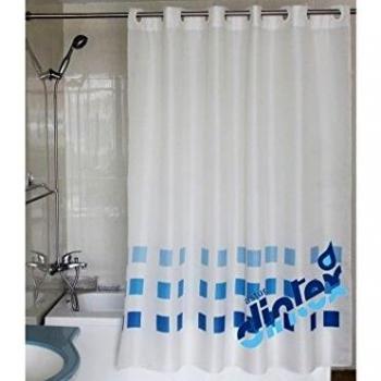 Asturdintex Comercial 02-953 - Cortina baño 180x200cm anilla facil text az llas dintex 2 pz