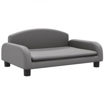 Cama para perros de cuero sintético gris 70x45x30 cm Vidaxl