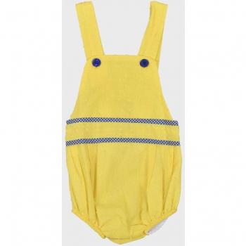 Ranita de bebé niño en plumeti amarillo con detalles bordados