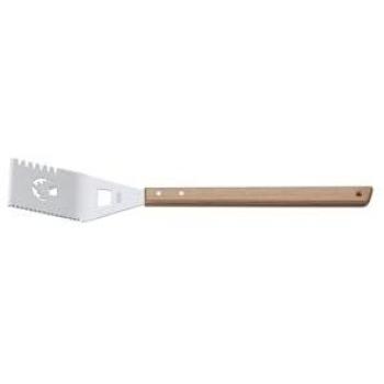 Tramontina BBQ Serrated Spatula with Bottle Opener - Engravable/Personalizable, Natural Wood Handle
