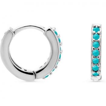 Pendientes Leofcar Essential Luxenter en plata de ley 925 bañada en rodio con turquesa