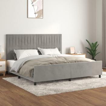 Cama solar sin colchón gris claro 200x200 cm terciopelo con estructura de cama y cabecero en terciopelo gris claro