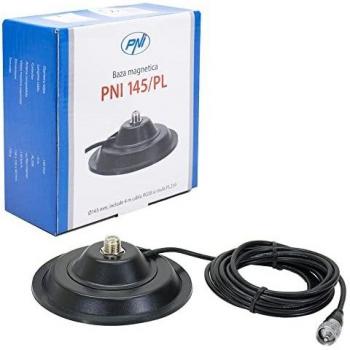 Soporte magnético para Antena CB PNI 145/PL, 145 mm, Cable RG58 de 4 m y Conector PL259