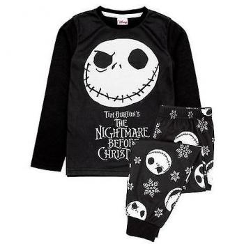 Conjunto de pijama para niños Pesadilla antes de Navidad en negro y blanco, talla 5-6 años