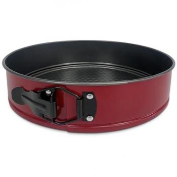 Molde Desmontable Redondo Antiadherente Burdeos de Acero Inoxidable, 24 cm para Tartas y Pasteles