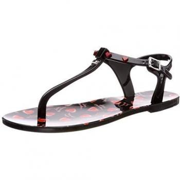 Love Moschino Women's San.lod.gomma10 PVC T-Bar Heels, Black