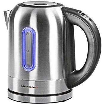 Ultratec - Hervidor de agua de acero inoxidable con pantalla LED y temperatura regulable, inalámbrico, color plateado