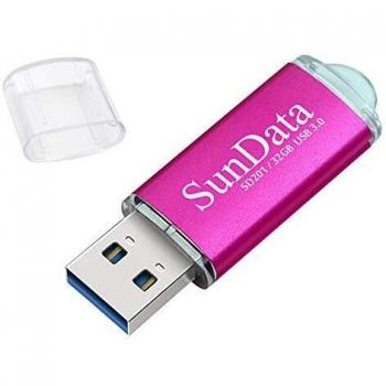 SunData Memorias USB 32GB Pen Drive USB 3.0 Flash Drive Diseño Mini Almacenamiento de Datos hasta 90MB/s,