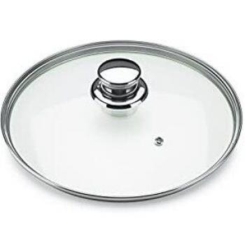 Tapa de Cristal Alza Universal, para ollas, cazuelas, cazos, sartenes… con Orificio de extracción de Vapor, Fabricada en Acero Inoxidable y Cristal