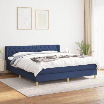 Cama Box Spring con Colchón de Tela Azul 160x200 cm