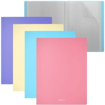 Erichkrause Pack de 4 Carpetas con Fundas Matt Pastel - 20 Fundas A4 - Colores Surtidos