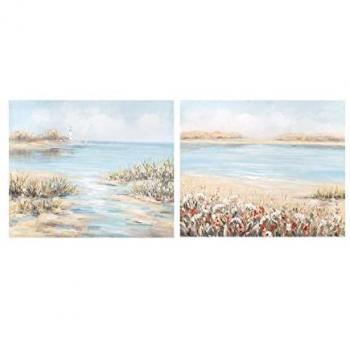 Cuadro DKD Home Decor 100 x 3,7 x 80 cm Playa Mediterráneo (2 Unidades)