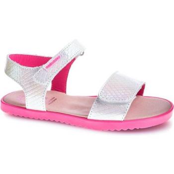 Sandalia Pablosky de niña en piel blancas con cierre adherente