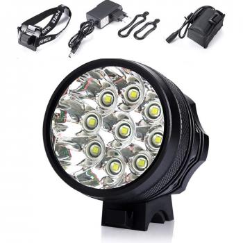 Luz Bicicleta Delantera Led Foco Bicicleta Luces Bicicleta Led lampara Bicicleta Impermeable 10000LM 9 x CREE XM-L T6 con Batería y Cargador Negro