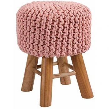 Taburete de punto de algodón rosa empolvado Lisa