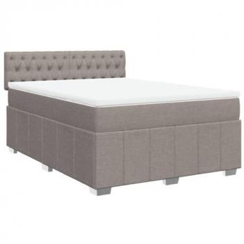 Cama Box Spring con colchón de Tortera 160x200 cm en tela gris taupe
