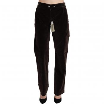 Brown High Waist Cargo Straight Cotton Pants by Ermanno Scervino, IT42|M, Female, Size: M