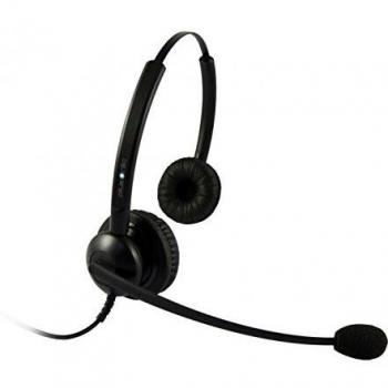 Auricular Binaural Plusonic 5.2P con Cancelación de Ruido, Cableado, para Oficina, Color Negro