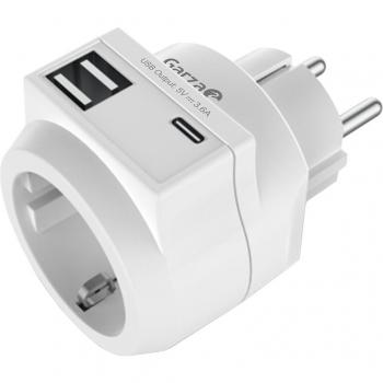 Garza Adaptador Schuko 2USB y 1USBC