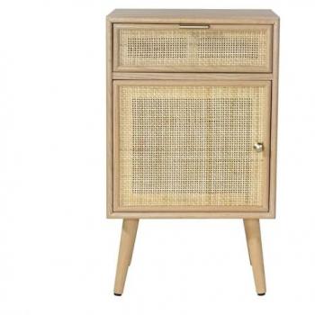 Mesita de noche con rejilla de ratán natural alt.71cm - beige