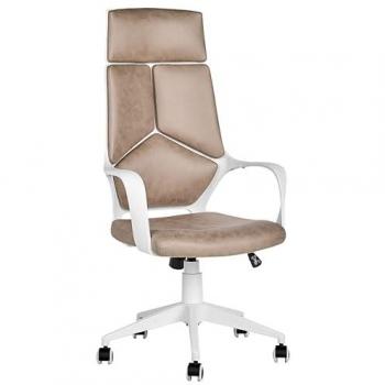 Silla de oficina giratoria ajustable en altura de poliéster beige arena y blanco Delight