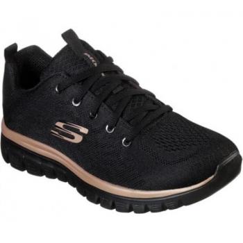 Zapatilla Skechers Graceful Get Connected BKRG para mujer, tipo: Zapatillas deportivas, características: diseño ligero, plantilla de gel, suela flexible, parte superior de malla transpirable, cierre con cordones