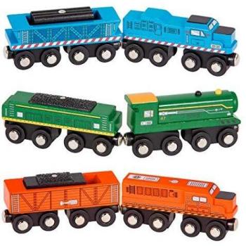Battat BT2708Z Locomotoras y Coches de Carga de Madera 6pcs Set