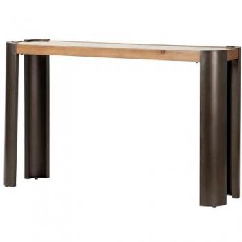 Consola de Madera y Metal Marrón Negro 132x36x81 cm - Entrada y Decoración