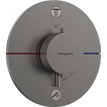 Termostato Hansgrohe ShowerSelect Comfort S, empotrado, para 2 consumidores, con combinación de seguridad integrada, color negro cepillado
