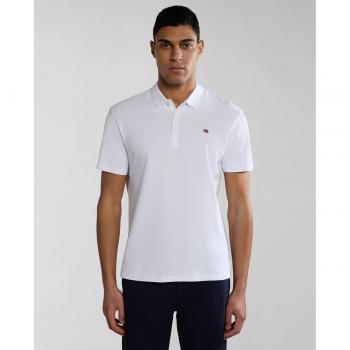 Napapijri Ealis Men's Slim Fit Short Sleeve Piqué Polo Shirt with Logo - Black and White, Size 2XL