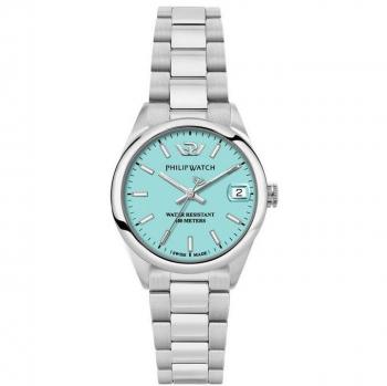 Philip Watch Swiss Made Caribe Urban Women's Quartz Watch - Turquoise Dial, Stainless Steel, 100M Water Resistance