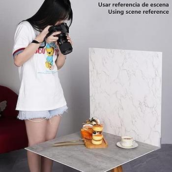 Selens Fondo de Tableros 60x60cm Kit Fotografía Textura de Pared Gris Mármol Vertical de Mesa Plana para Estudio Fotográfico Flat Lay Productos Pequeños Accesorios Alimentos Joyería Cosméticos