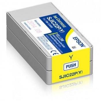Epson SJIC22P(Y) ColorWorks C3500 Yellow Pigment-Based Ink Cartridge, 32.5ml
