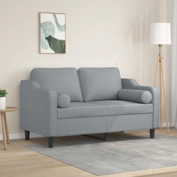 Sofá de 2 plazas con cojines de tela gris claro, 120 cm, Vidaxl