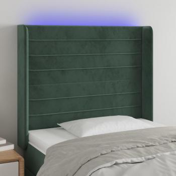 Cabecero LED Terciopelo Verde Oscuro 103x16x118/128 cm