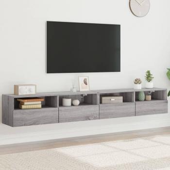 Mueble de pared para TV vidaXL 2 uds madera ingeniería gris Sonoma 100x30x30 cm