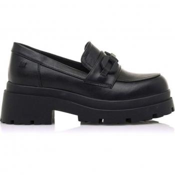 Mocasines Mustang Mujer Negro Trenzado con Detalle Eslabones Empeine