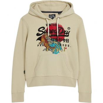 Superdry Sudadera con Capucha Tokyo Vl Graphic para Mujer, Color Beige, Estilo Vintage