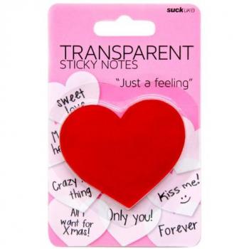SUCK UK SK NOTEHEART1 - Notas adhesivas transparentes de corazón