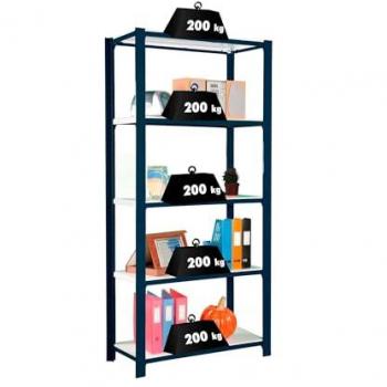 Estantería Oficina SimonRack OFFICLICK 5/400 Madera Antracita/Blanco 210x90x40 cm, 5 Alturas, Estilo Industrial