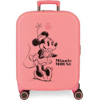 Disney Maleta de Cabina 100 Happiness Rígida 55cm Coral o Rosa con Capacidad de 37L