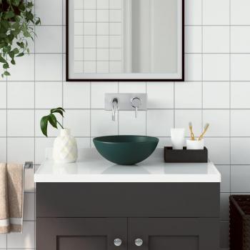 Lavabo redondo de cerámica verde oscuro del cuarto de baño