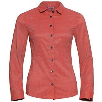 Odlo Kumano Check Blusa de Manga Larga para Mujer, Coral-Olo concreto Gris-Cuadros, Extra-Large