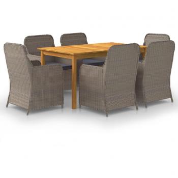 vidaXL Juego de comedor para jardín 7 piezas marrón