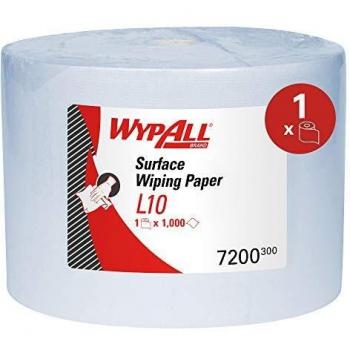 Papel absorbente WypAll L10 Extra+ Kimberly-Clark - 1 capa, 1000 hojas, tamaño 23,5x38 cm, color azul