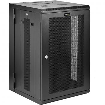 StarTech.com 18U 19 Wall Mount Network Cabinet - 16 Deep Hinged Locking IT Network Switch Depth Enclosure - Assembled Vented Computer Equipment Data Rack w/Shelf & Flexible Side Panels