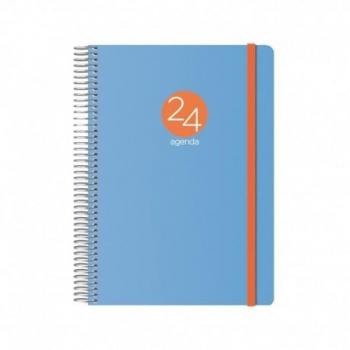 Agenda Dohe Menphis anual - día página - cubierta de plástico - sábado y domingo misma página - cierre con goma elástica - tamaño 15x21cm - color azul