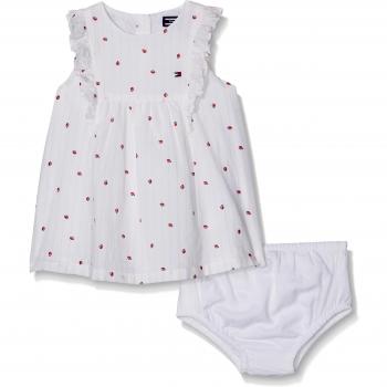 Tommy Hilfiger Lady Bug Stripe Dress Slvls, Vestido para Bebés, Blanco