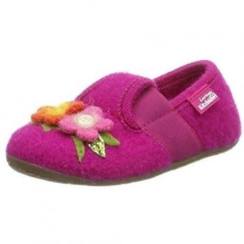 Living Kitzbühel T-Modell Eule & Krone - pantuflas de lana niña, color rosa, talla 27